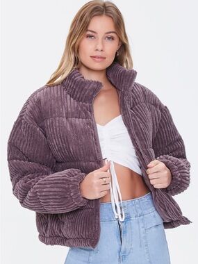 EUC Forever 21 Corduroy Puffer Jacket